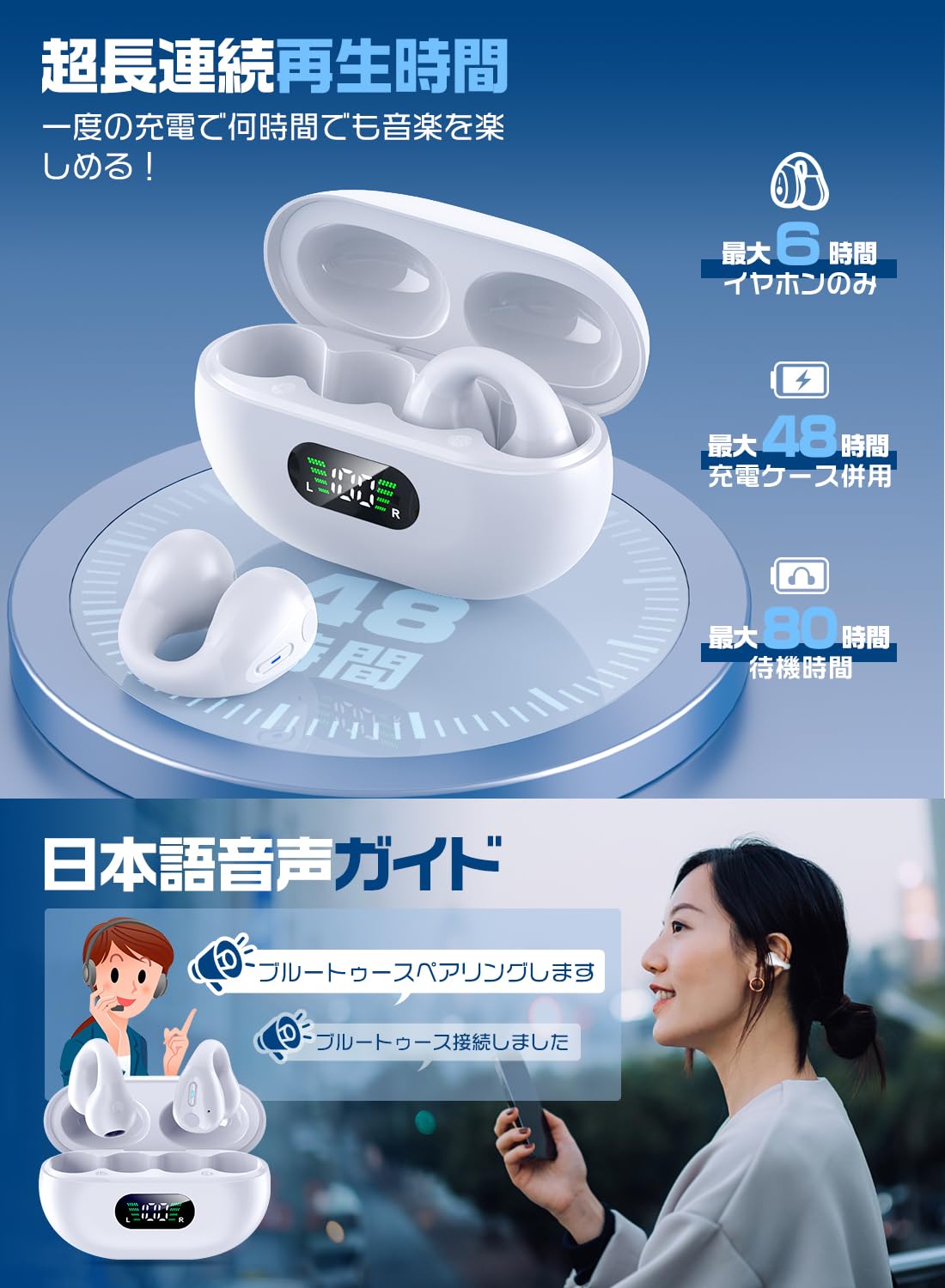 Amazon.co.jp: Bluetooth5.3技術 蓋を開けたら瞬間接続 ブルートゥース